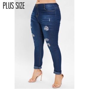 Pants - Plus Size Dark Wash Distressed Jeans Pants - Plus Size Dark Wash Distressed Jeans